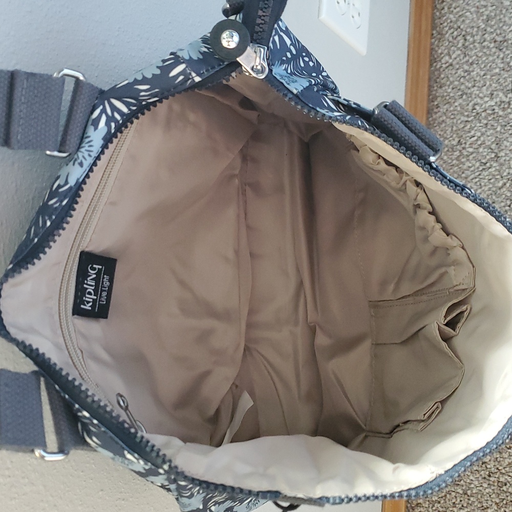 Kipling Revir Blue Floral Garden Shoulder Bag New - Picture 3 of 8